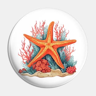 Orange Starfish Pin