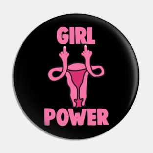 Girl Power Fallopian Flip Off Feminist Pin