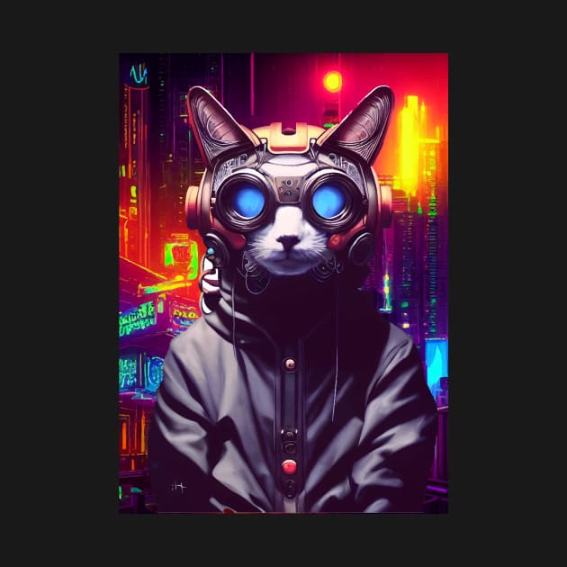 Techno Cat In Japan Neon City by star trek fanart and more