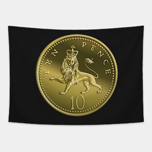 Vector British money gold coin 10 pence Tapestry