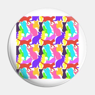 Bright Leaping Jumping Sitting And Walking Cat Pattern Pin