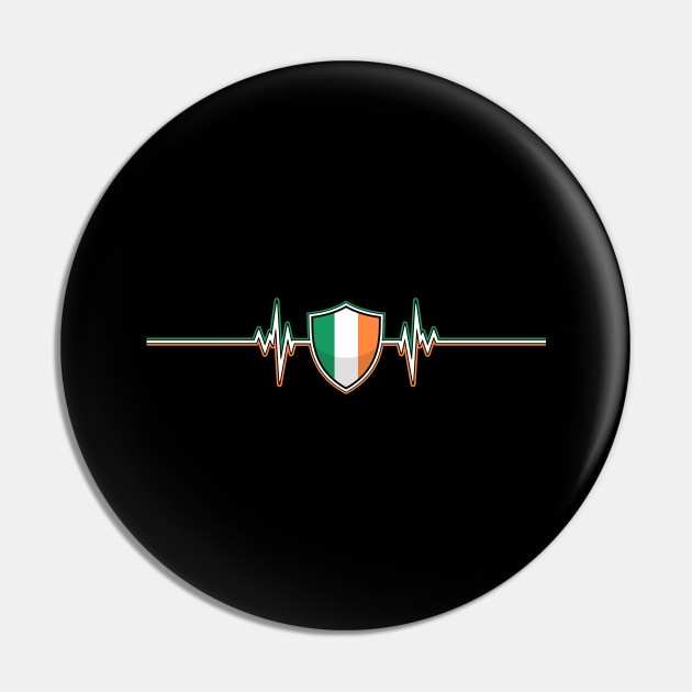 Heartbeat Design Irish Flag Ireland Pin by MGS