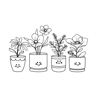 Flower Pot Friends in Black T-Shirt