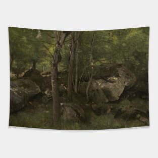 Rocks in the Forest of Fontainebleau by Jean-Baptiste-Camille Corot Tapestry