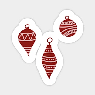 Cute Christmas Tree Ornament Doodle in Cranberry Red Magnet