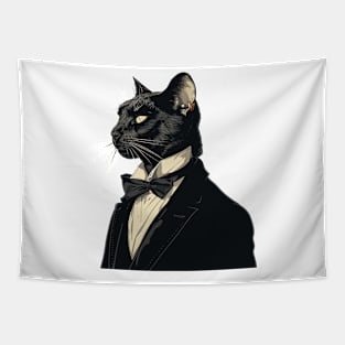 black cat gentleman Tapestry