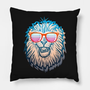 Retro 1980s Lion With Sunglasses Pillow