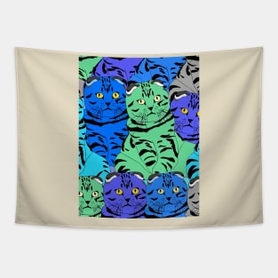 Cat ornamental pattern with purple color Tapestry