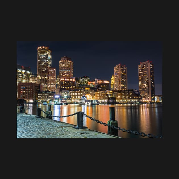 Boston Waterfront Boston Skyline Boston MA Harbor Towers by WayneOxfordPh