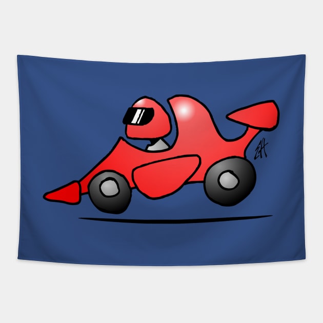 Red race car Tapestry by Cardvibes