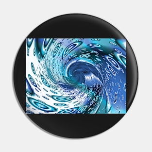 Blue and white wave fractal Pin