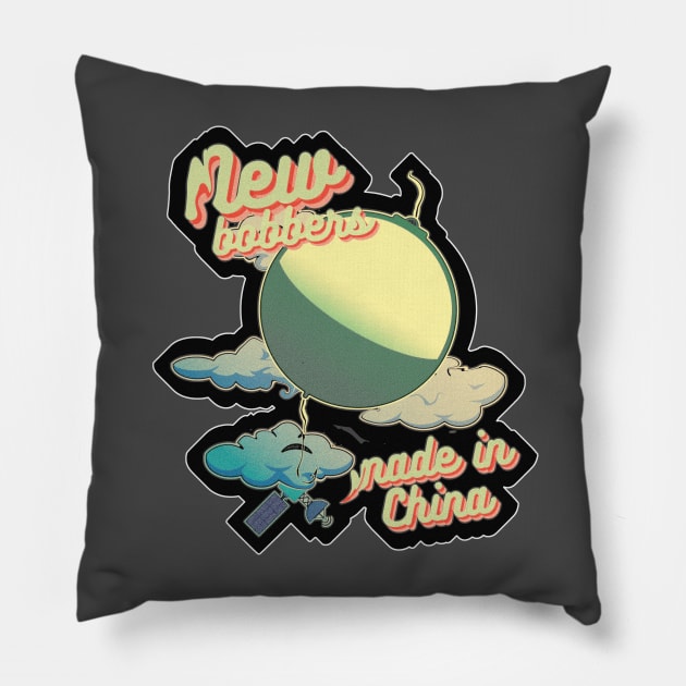 Bobber in a shape of balloon, black outline Pillow by GraphGeek