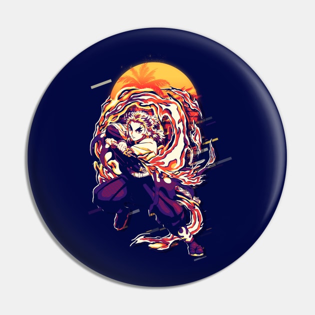 Kyojuro Rengoku Retro Art Pin by SiksisArt