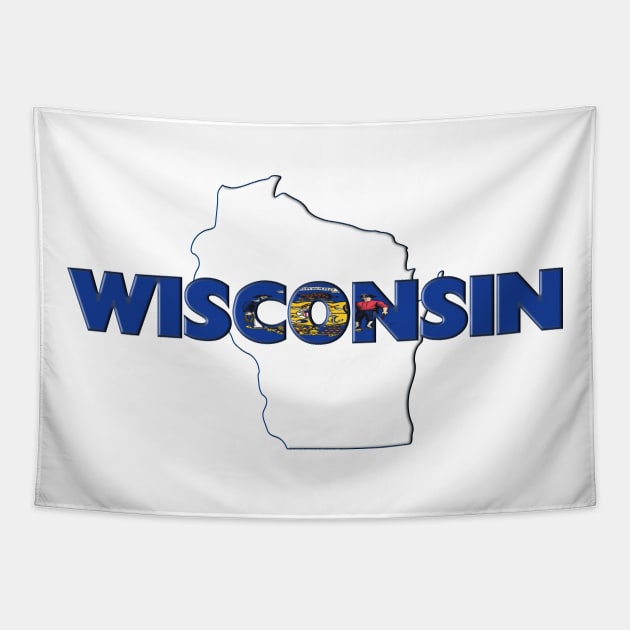 Wisconsin Colored State Letters Tapestry by m2inspiration