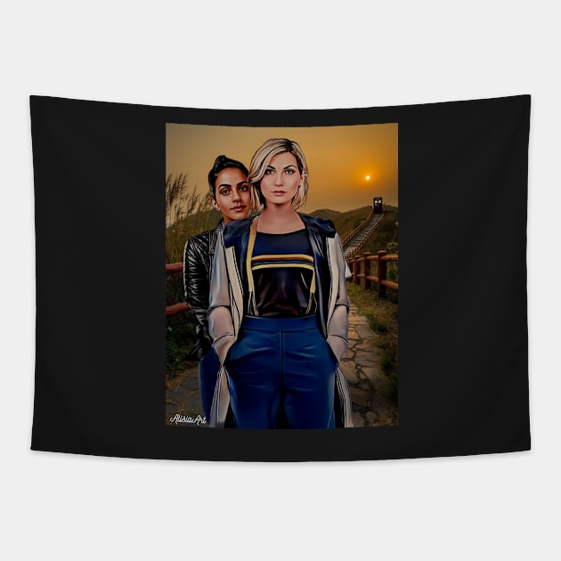 Sunrise / 13th doctor thasmin Tapestry by AlisiaArt