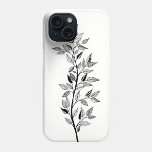 tree branch with leaves graceful and style ink graphics Phone Case