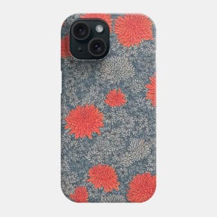 Red and Grey Chrysanthemum Pattern Phone Case