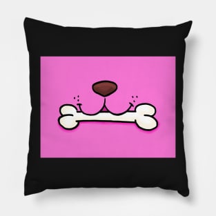 Dog Mouth With Bone Face Mask (Pink) Pillow