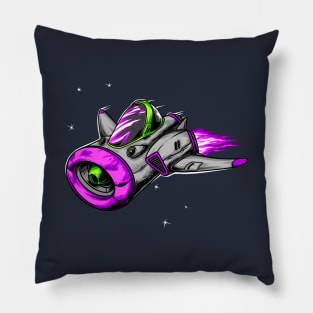 Space Ship Racer Illustration Lighter Pillow