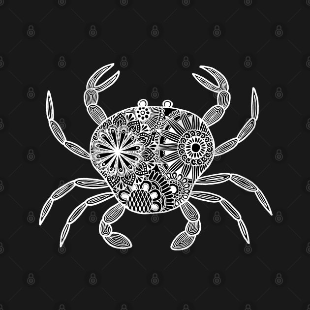 Mandala Crab (black and white inverted) by calenbundalas