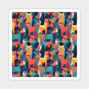 Geometric cats pattern Magnet