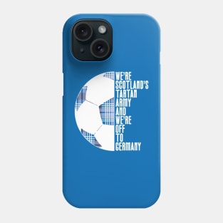 Scotland's Tartan Army, White and Blue Tartan Ball and Text Design Phone Case