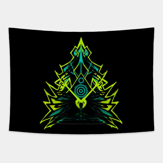 Neon Abstract Christmas tree Tapestry by Korlasx2