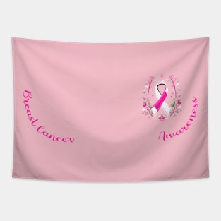 Breast Cancer awareness pink ribbon support design Tapestry