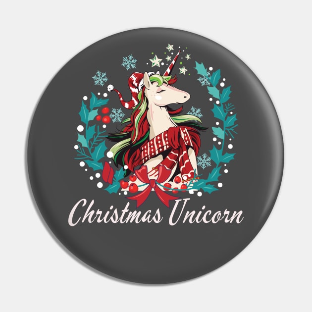 Christmas Unicorn Merry Xmas Pin by Jane Winter