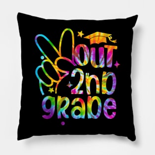 Peace Out Second 2nd Grade  Last Day Of School Tie Dye Pillow