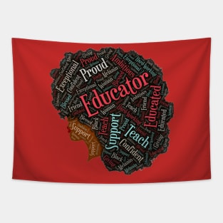 Black Educator Teacher Words in Afro Tapestry