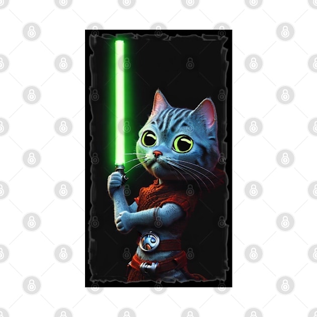 Fun Cat Print ~ AI Art ~ Fantasy Cat ~ Sci-fi Cat ~ Cats with Lightsabers by catsnlightsabres