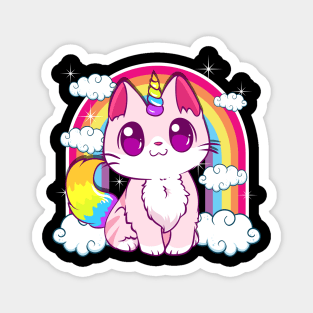 Cute Unicorn Cat Adorable Smiling Rainbow Kitty Magnet