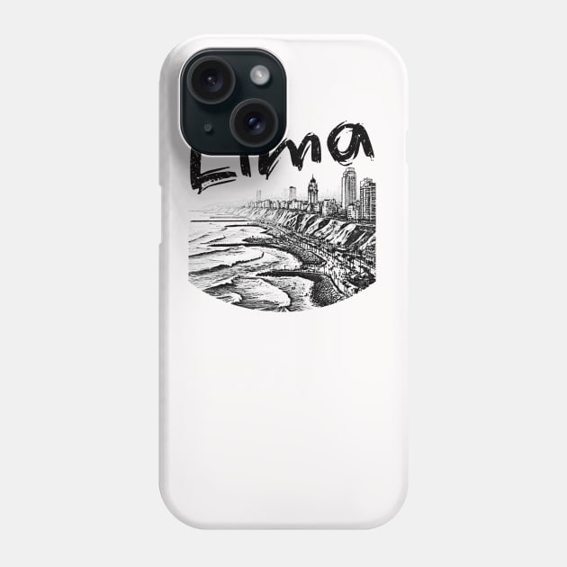 Lima Peru Artistic Monochrome Seascape Phone Case by Sambastyles