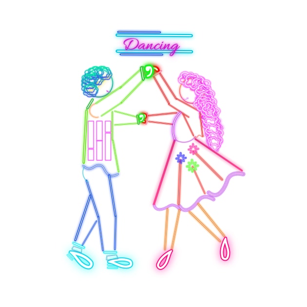 Neon Dancing Couple by BeatyinChaos