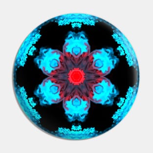 Psychedelic Hippie Flower Red and Blue Pin