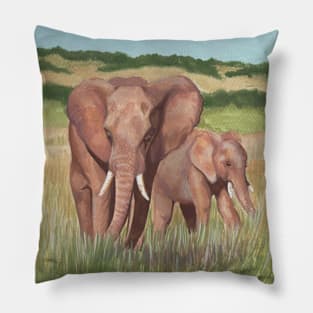 Elephants on a walk Pillow