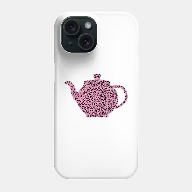 Haute Leopard Cute Tea Kettle With Pink Leopard Phone Case by Haute Leopard