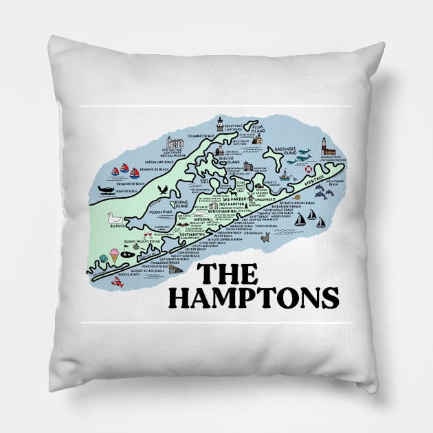 The Hamptons Map Art Pillow by fiberandgloss