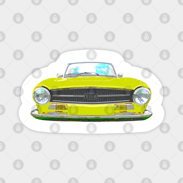 Triumph TR6 1970s classic British sports car yellow Magnet by soitwouldseem