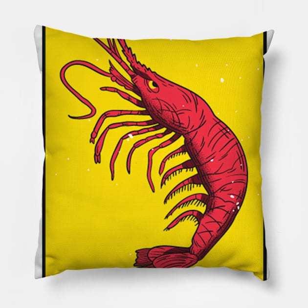 Mexican Loteria 30 El Camaron The Shrimp Pillow by Zone32