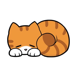 Sleepy Cat - Orange & White T-Shirt