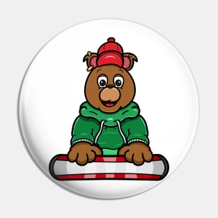 Bear Head Skating Cartoon Pin