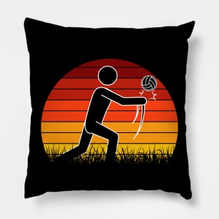 Travel back in time with beach volleyball - Retro Sunsets shirt featuring a player! Pillow