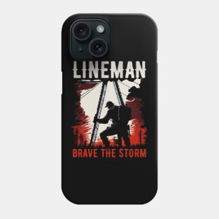 Lineman brave the storm. Phone Case