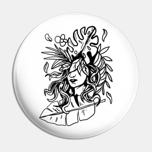 Tropical Surrealism Girl with no face Pin