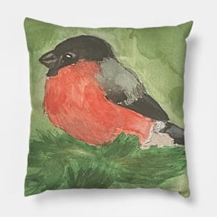 Red bird bullfinch Pillow