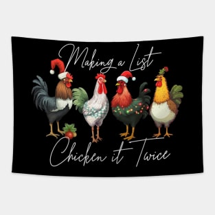 Christmas Chicken Lover Xmas Santa Hat Funny Farm Tapestry