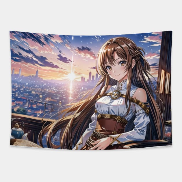 asuna sunset Tapestry by WabiSabi Wonders