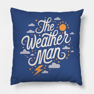 The Weather Man Cursive Sun Clouds And Lightning Design Pillow